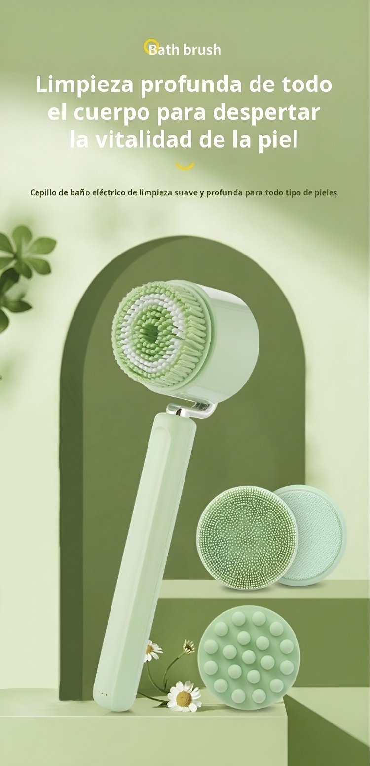 Cepillo de baño eléctrico de mango largo para espalda