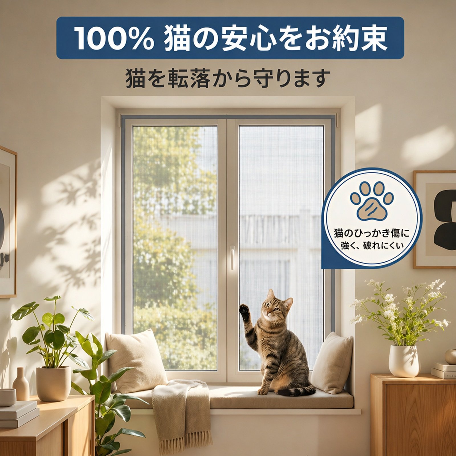 ダイヤモンド柄の網戸、自分で取り付けるタイプの窓用蚊よけ窓