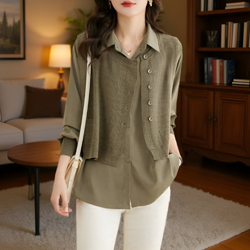 트렌디한 페이크 투피스 니트 앞면