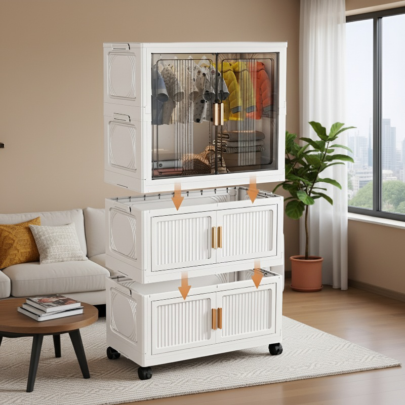 Boîte de rangement pliable en plastique empilée pour économiser de l'espace