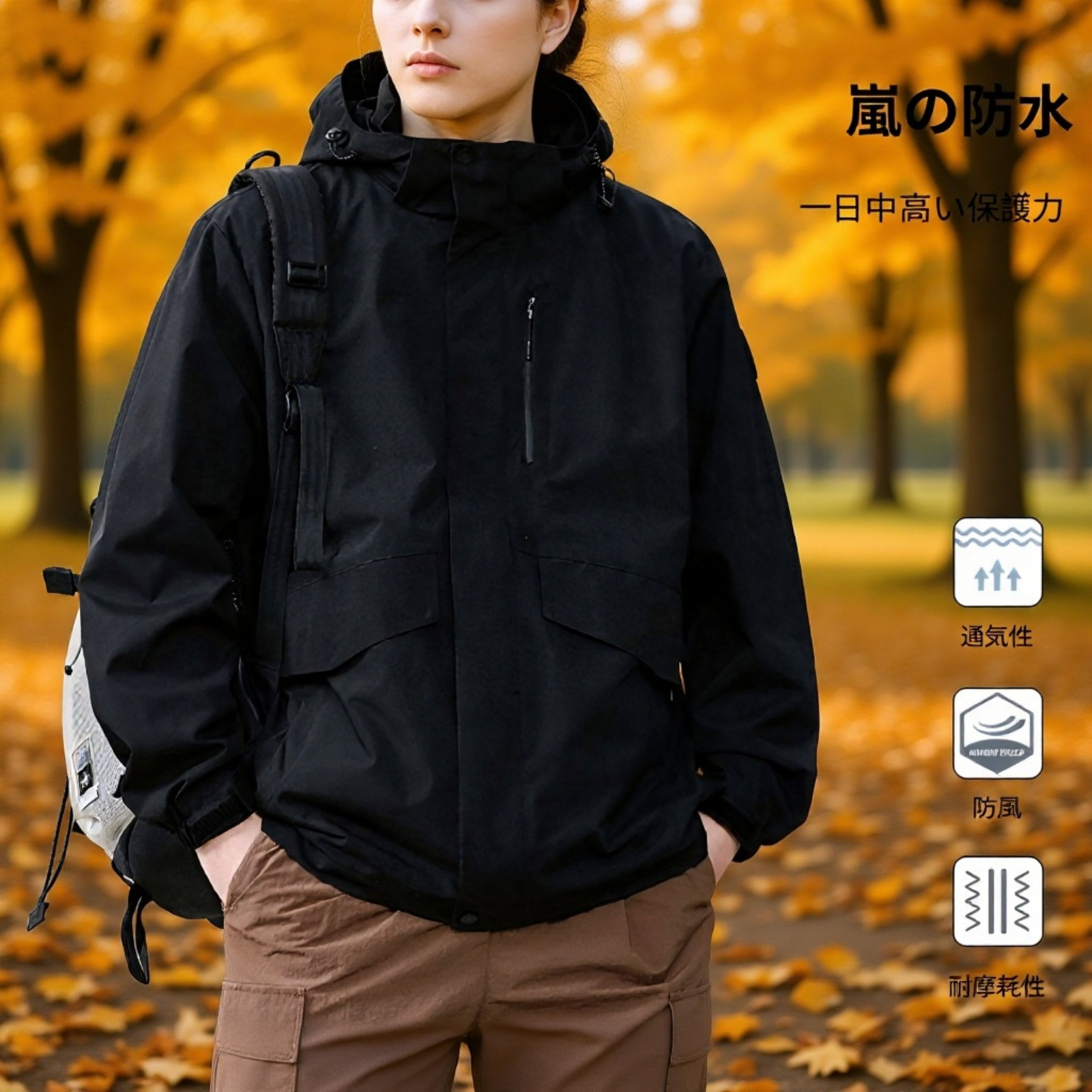  秋冬用メンズワークスタイルジャケット 青年向け防風アウター