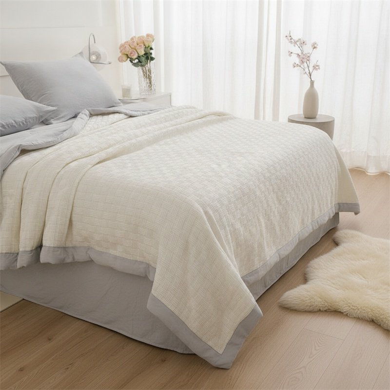 Elegant summer quilt in modern bedroom