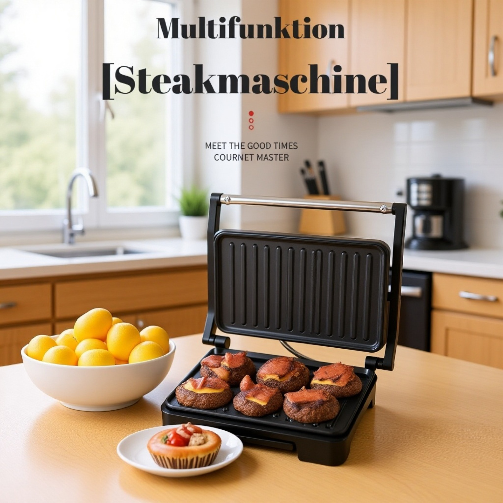 Multifunktionaler Sandwichmaker, Waffeleisen und Grillgerät