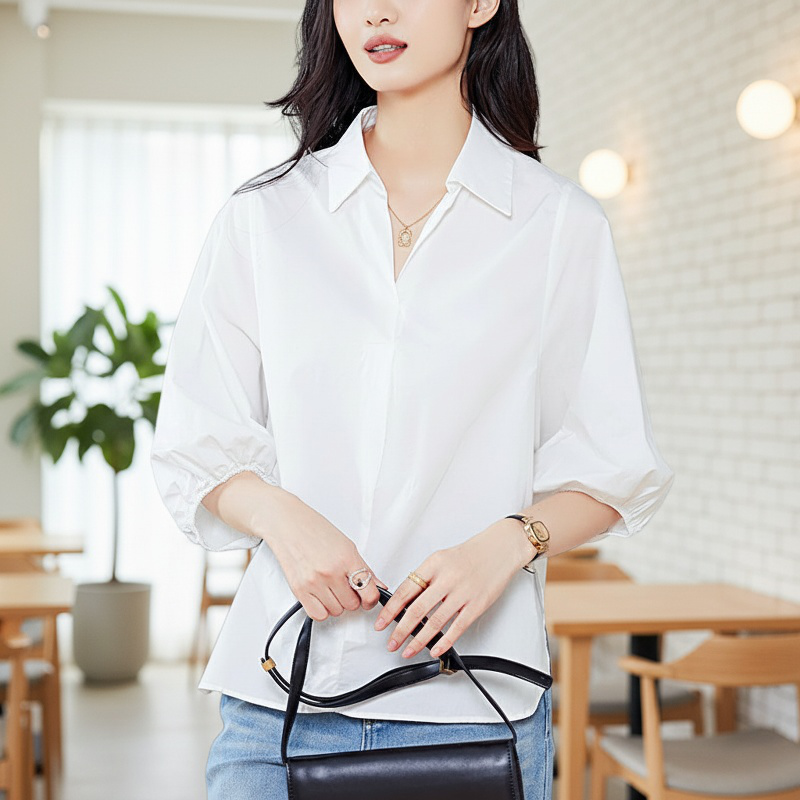 여성 2025 봄여름 신상 칠부 옆트임 블라우스