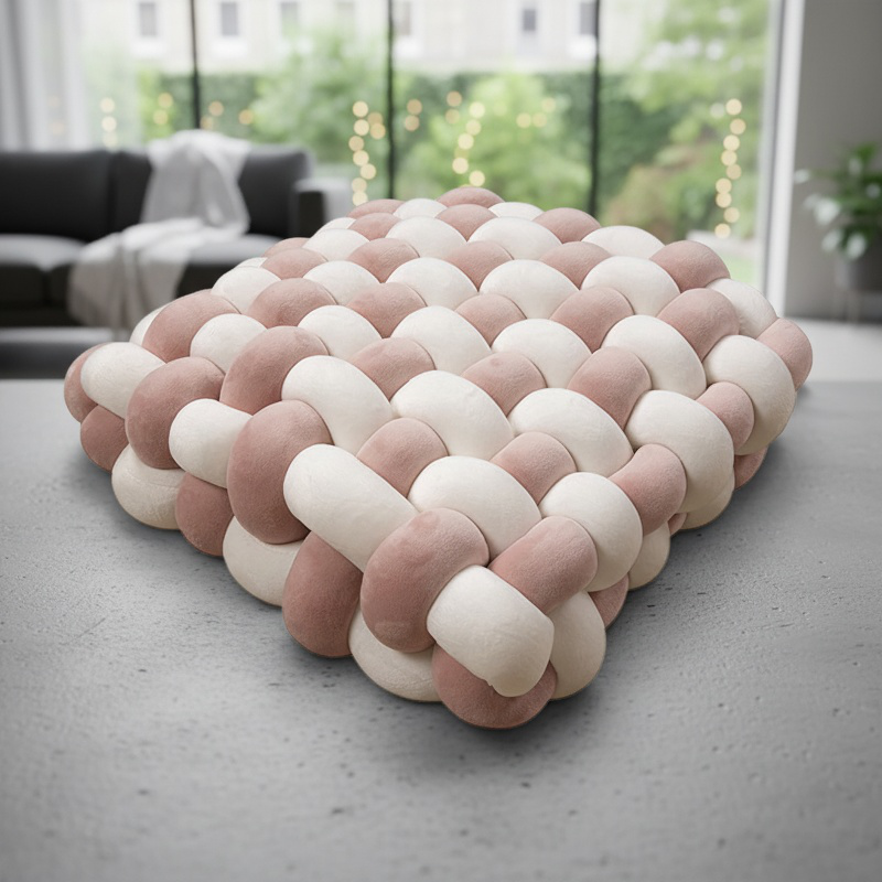  Cozy Woven Knot Cushion, Plush Sofa Pillow for Modern Home Interiors