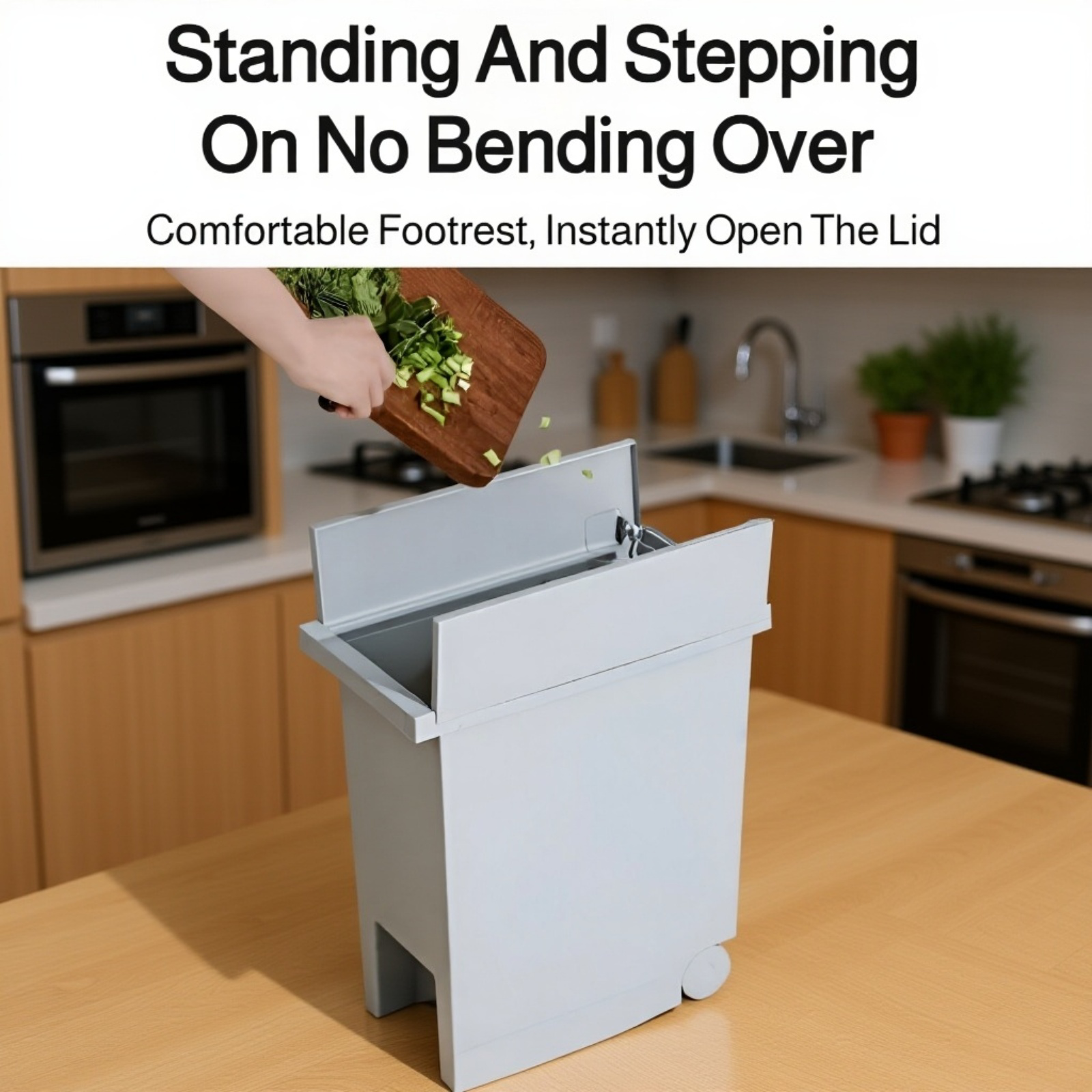 Modern waste bin with quiet lid for living room