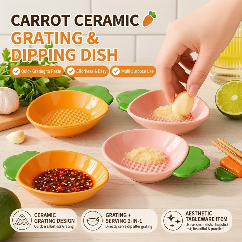 Ceramic Carrot Shape Grinding and Dipping Dish
