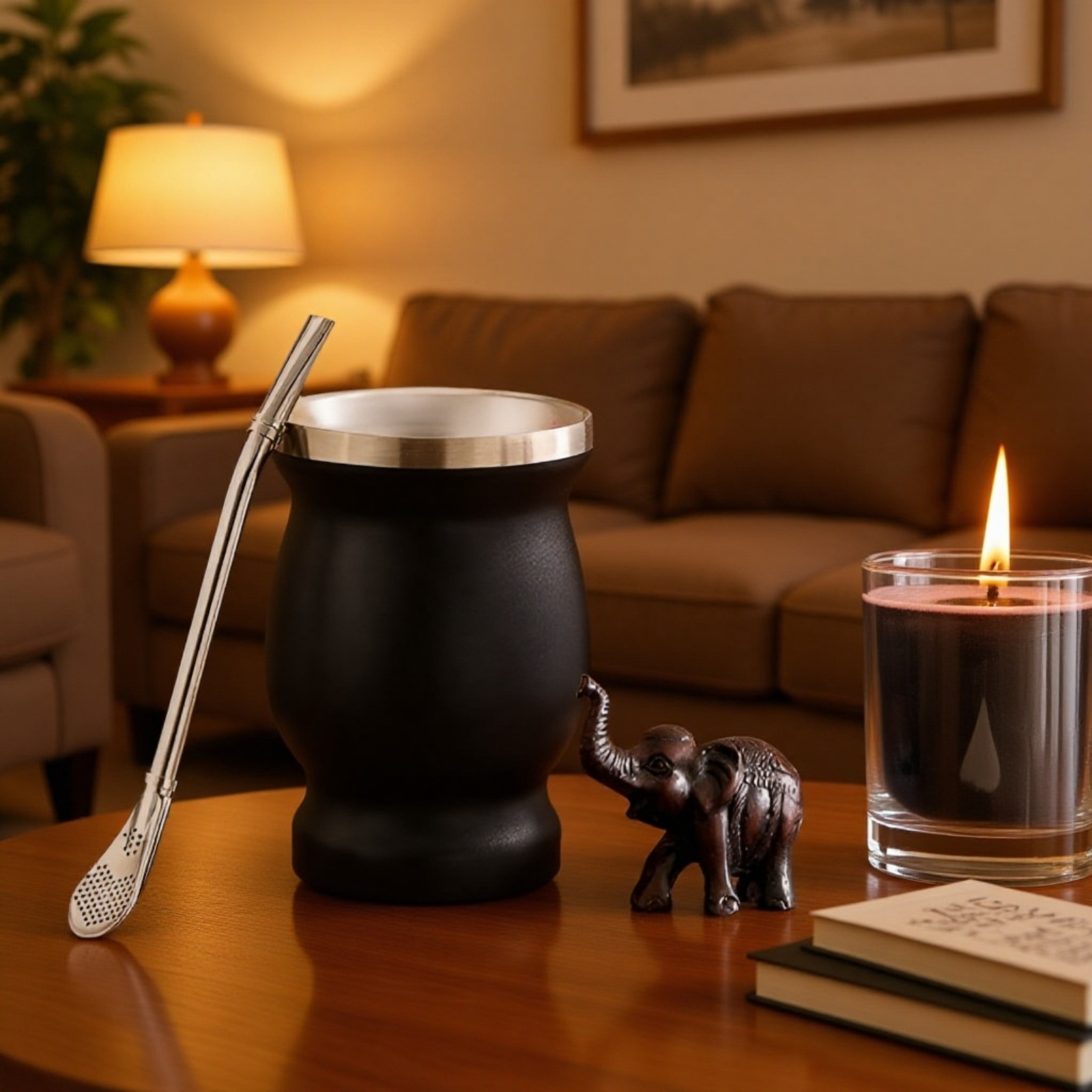 Durable water cup with matching spoon and cleaning brush