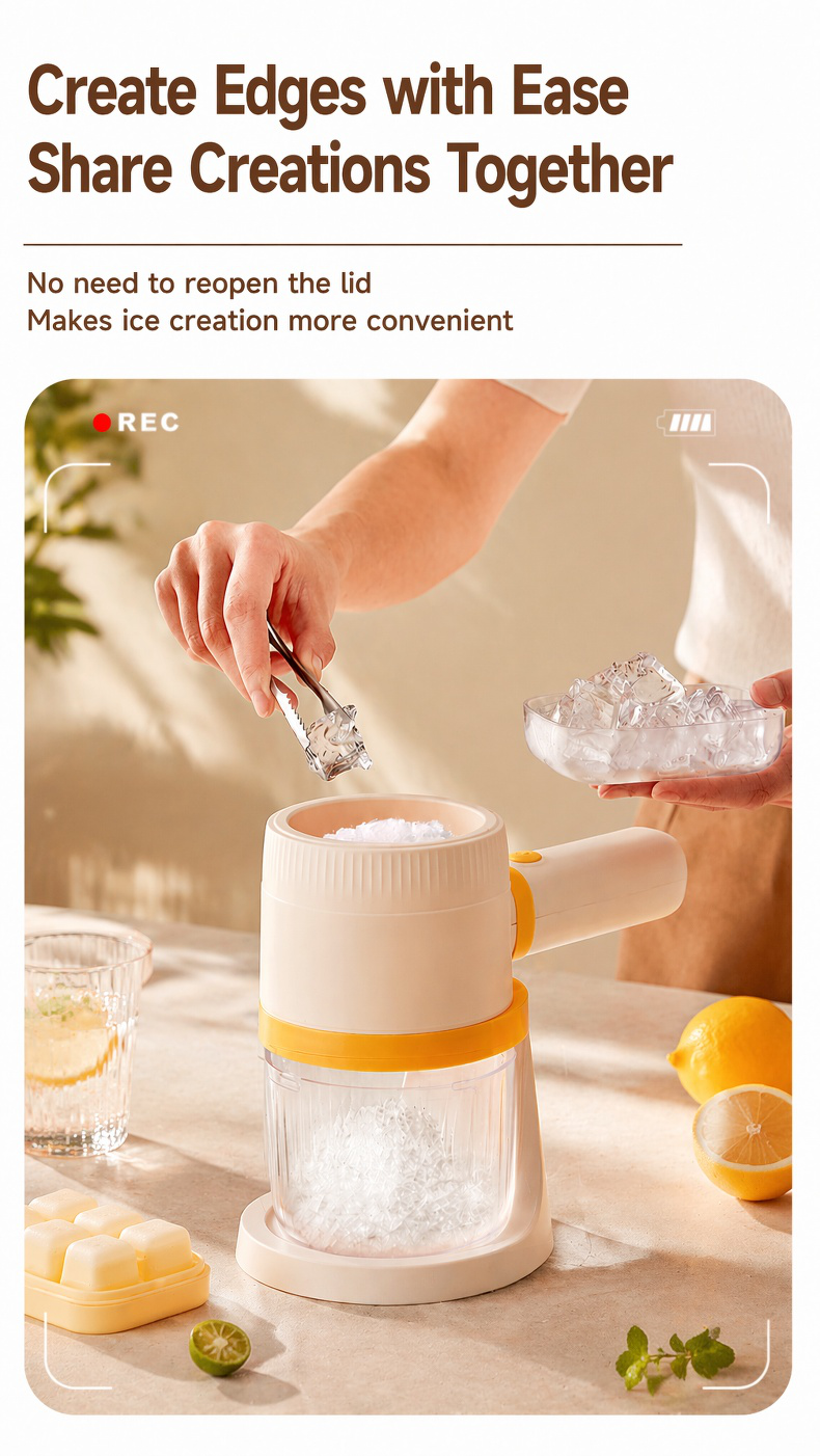 Making snow cones with household ice shaver machine