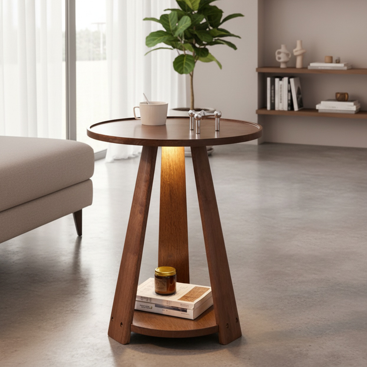 Solid wood construction coffee table with two tiers
