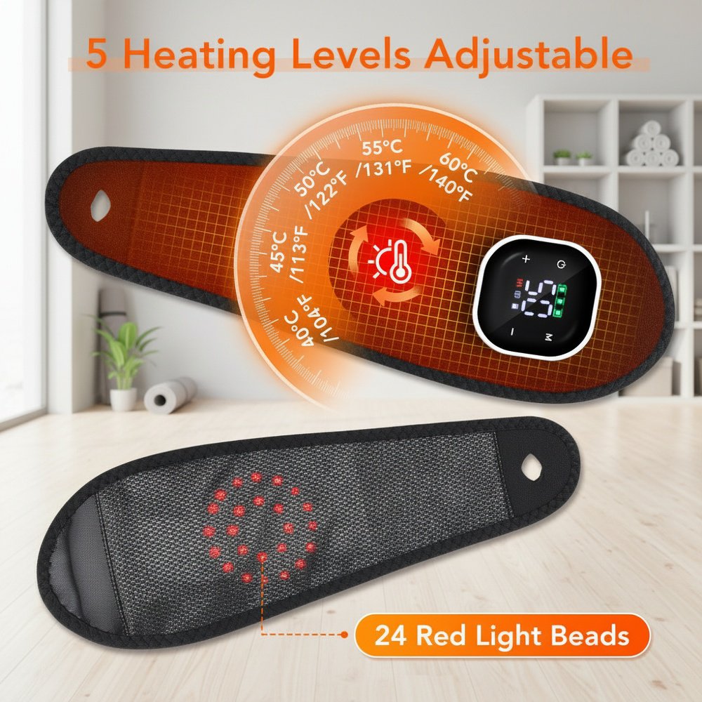 Electric heating wristband with 5 heating levels and 3 vibration levels, multi-functional wristband 