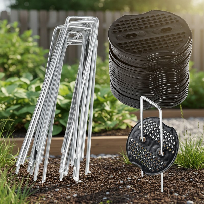 Agrafes en U pour tissu de désherbage, attaches avec anneau noir