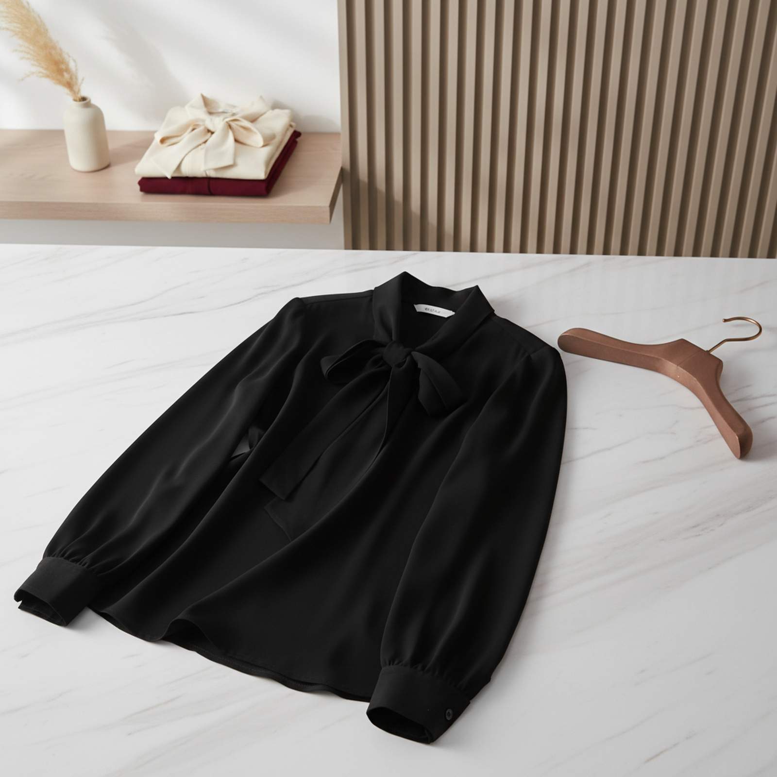 シフォンブラウス（蝶ネクタイ付き）、レディース