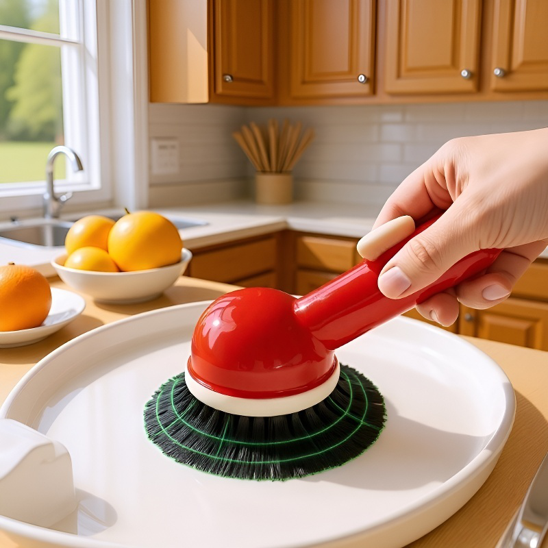 Detalle de las cerdas resistentes del cepillo de cocina