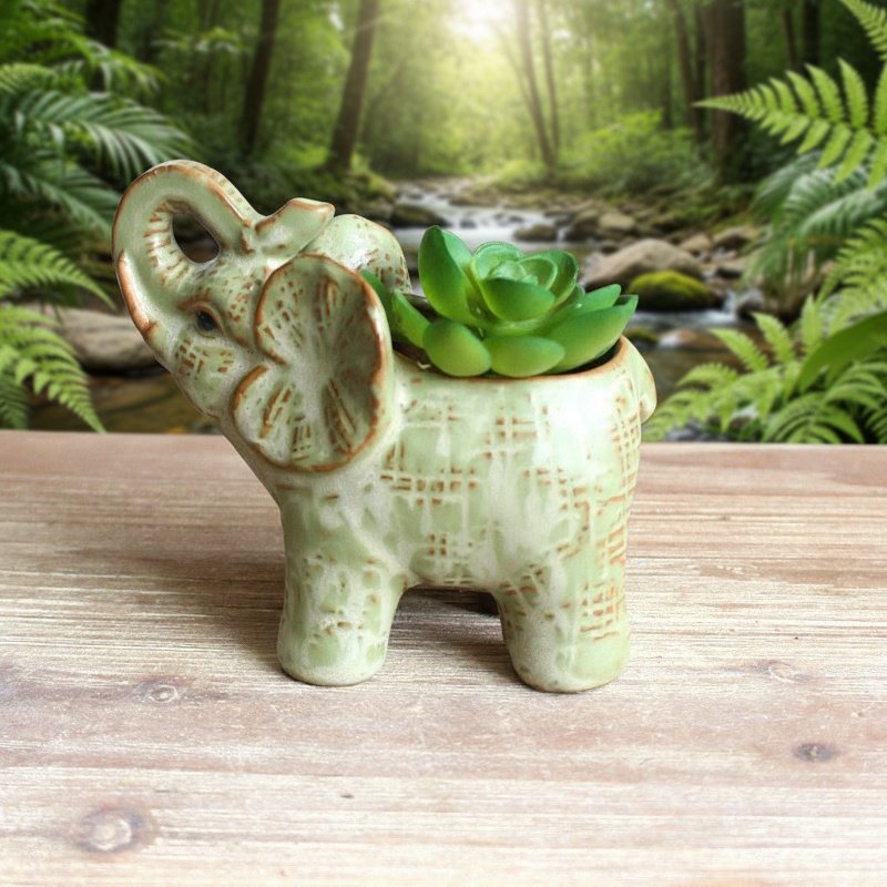 Lucky Elephant Ceramic Flower Pot for Succulents