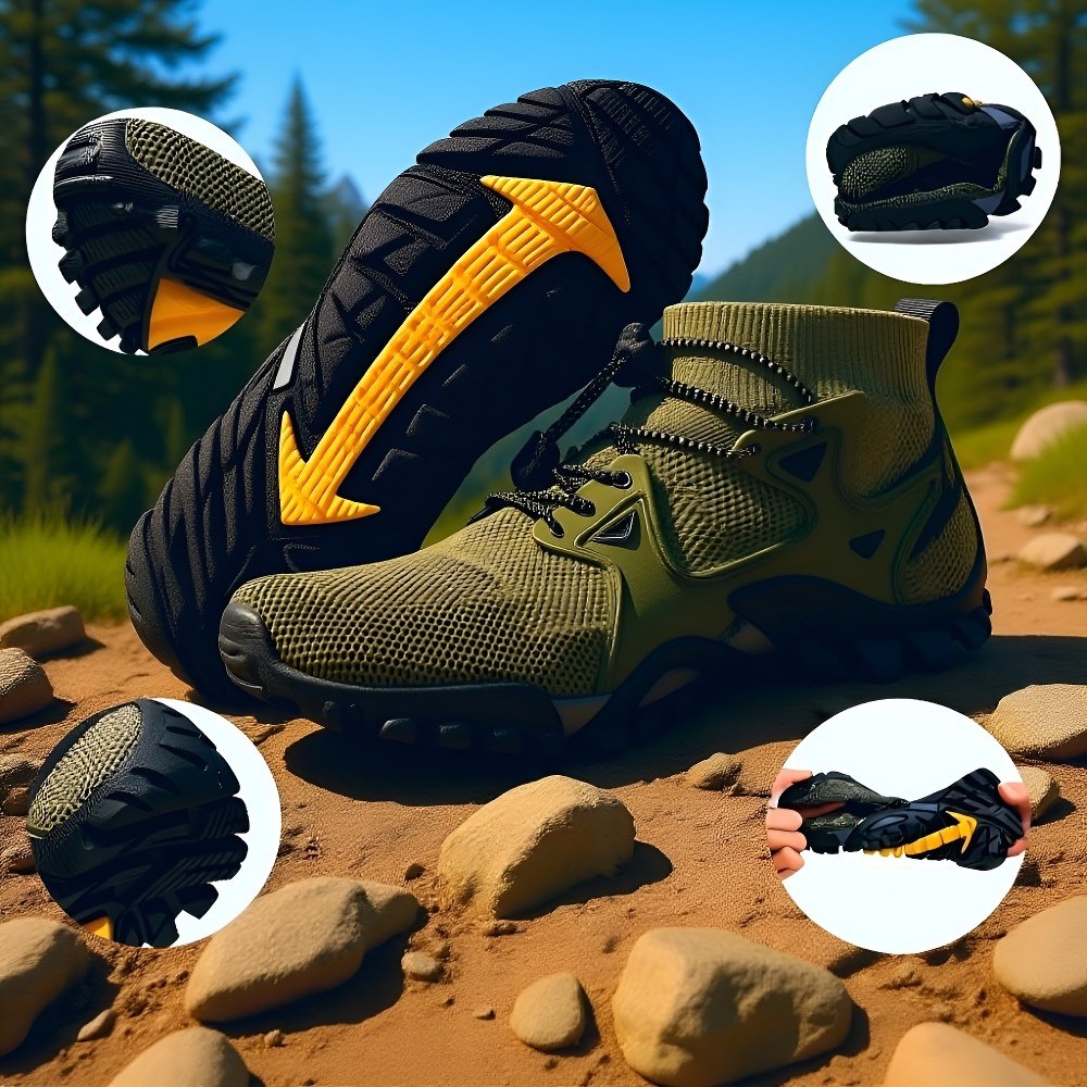 Pescador usando zapatos antideslizantes junto al río