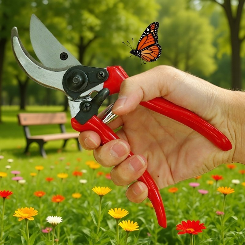 鋼製ブレードの剪定はさみクローズアップ