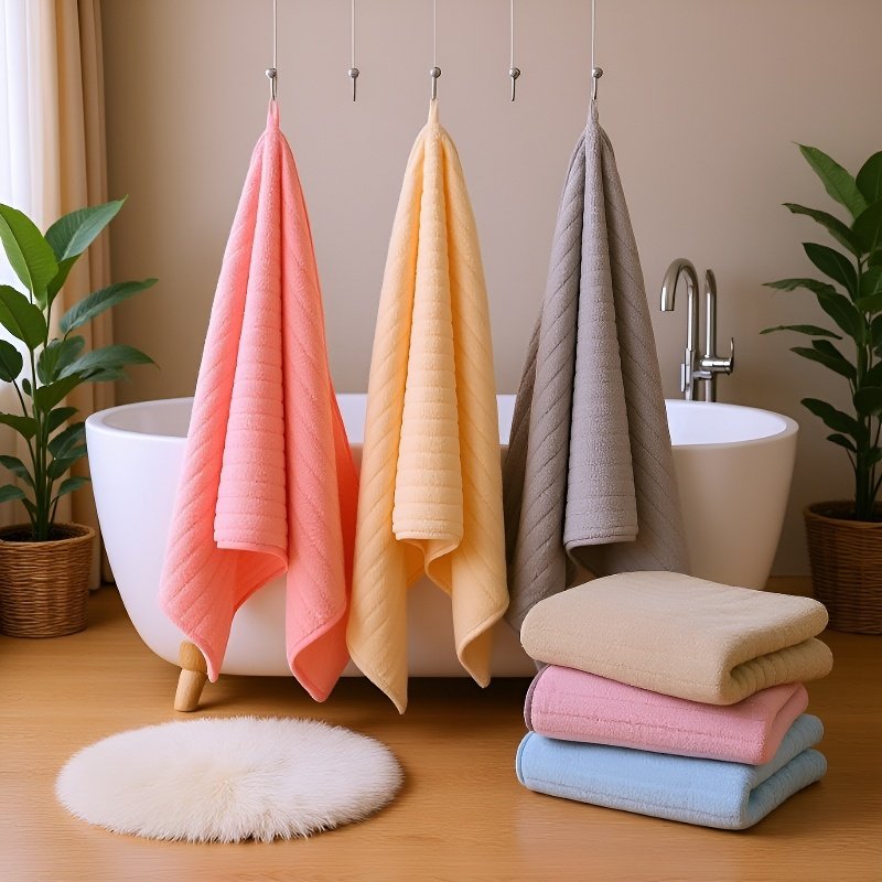 코랄 컬러 슬림 타월