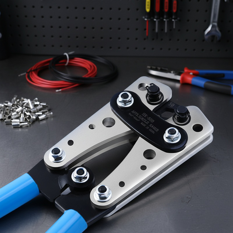 大型ケーブルカッター圧着セット 冷圧端子クランプ ノーズベア圧着プライヤー 裸圧着ケーブルカッター