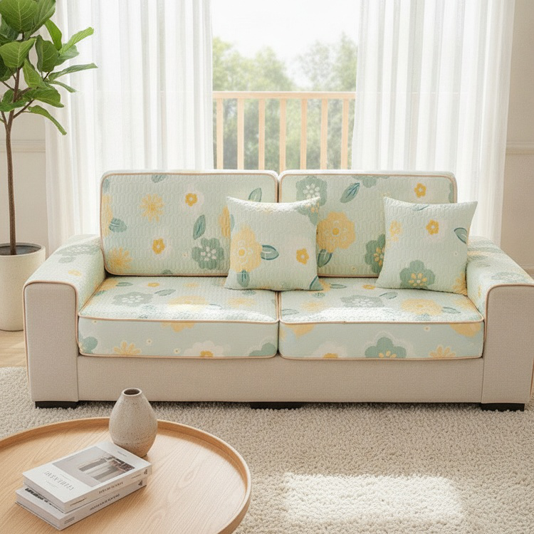 Non-slip Ice Silk Latex Sofa Mat, All-Season Use