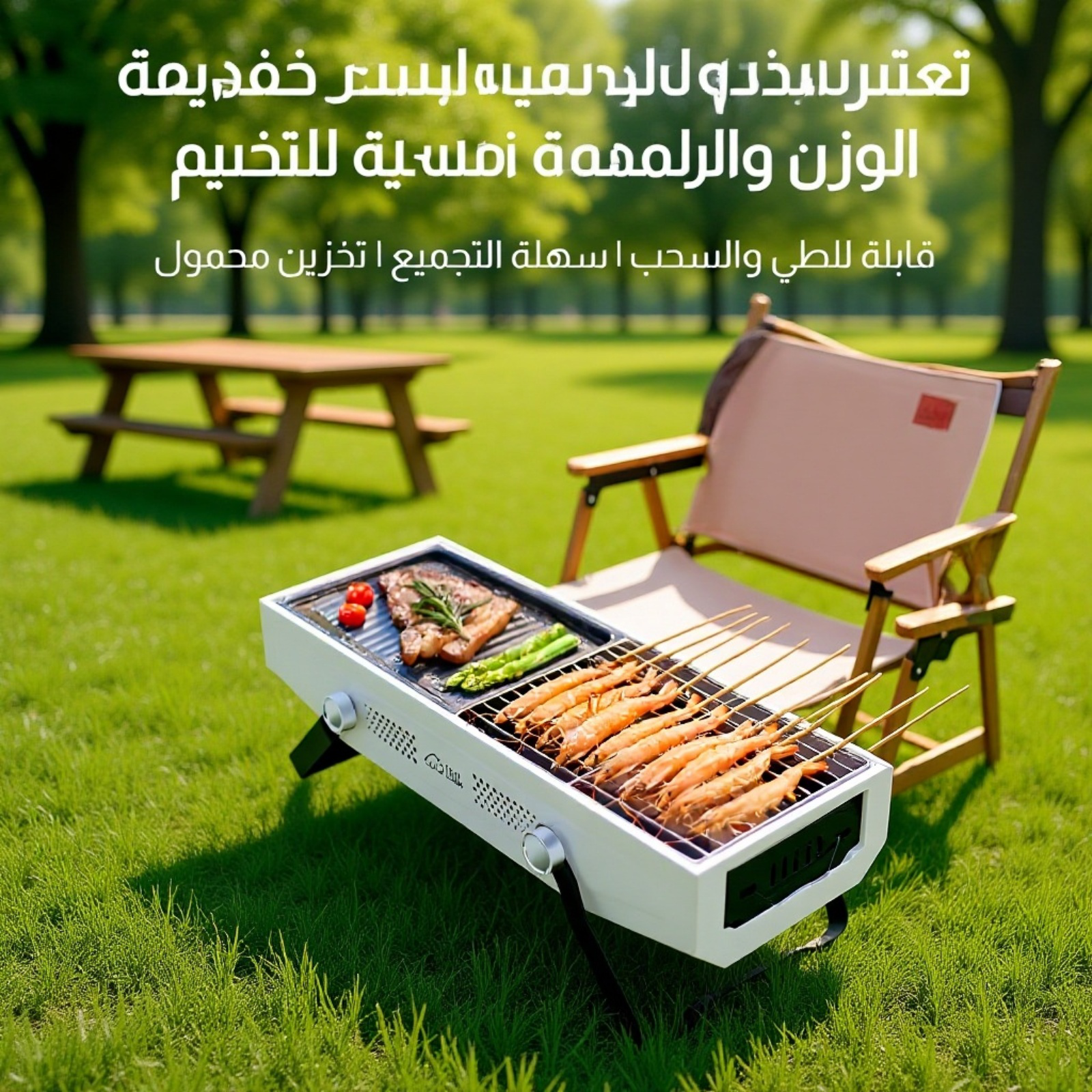 شواية تانلو الخارجية المحمولة للشواء بدون دخان