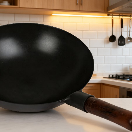 クラシックデザインの中華鍋の質感