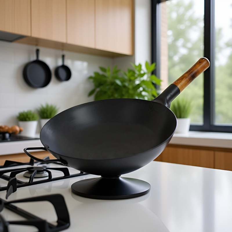 Altmodischer Wok-Topf aus Schmiedeeisen