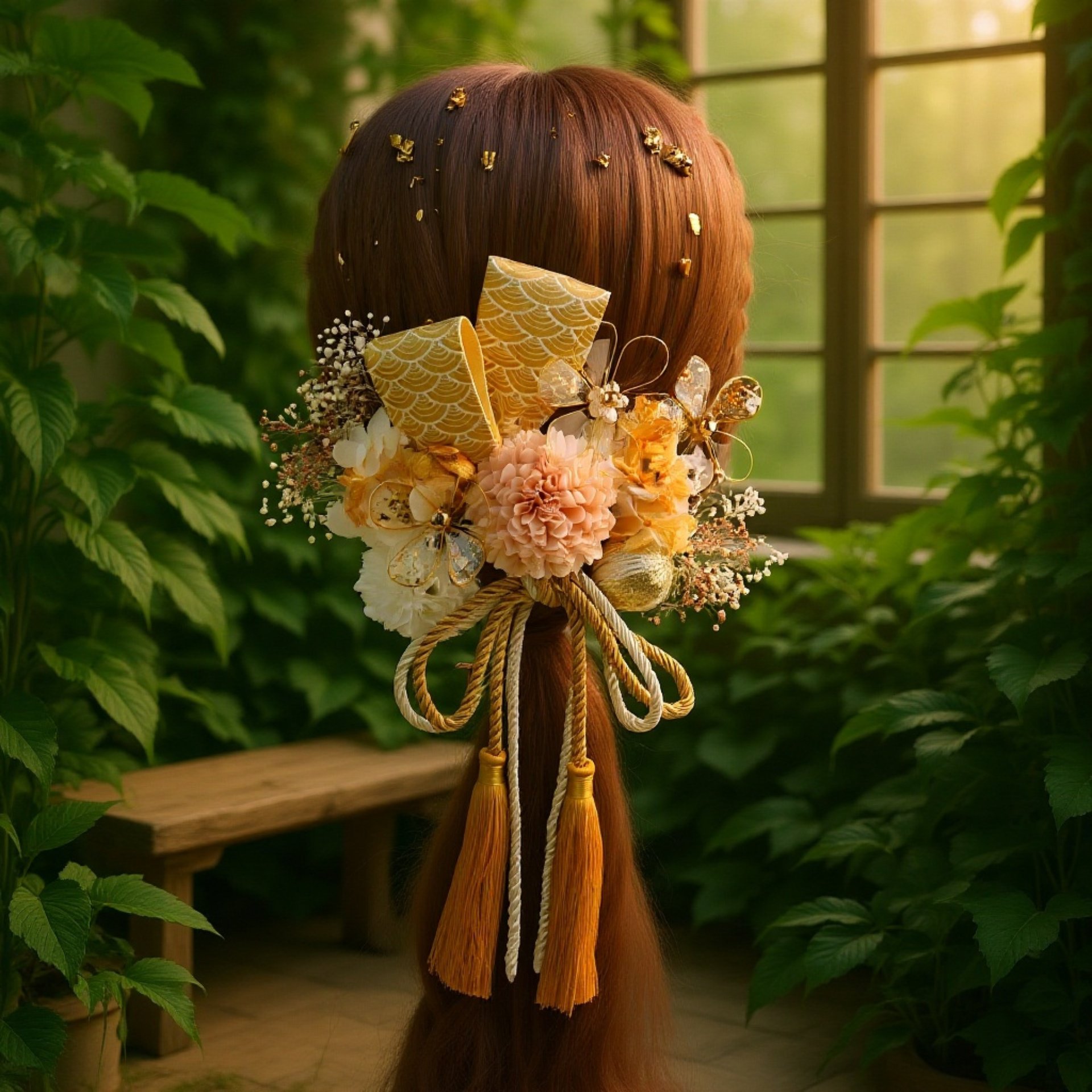 Handgefertigte Kristall-Haarspange mit Trockenblumen für Abschlussfeiern