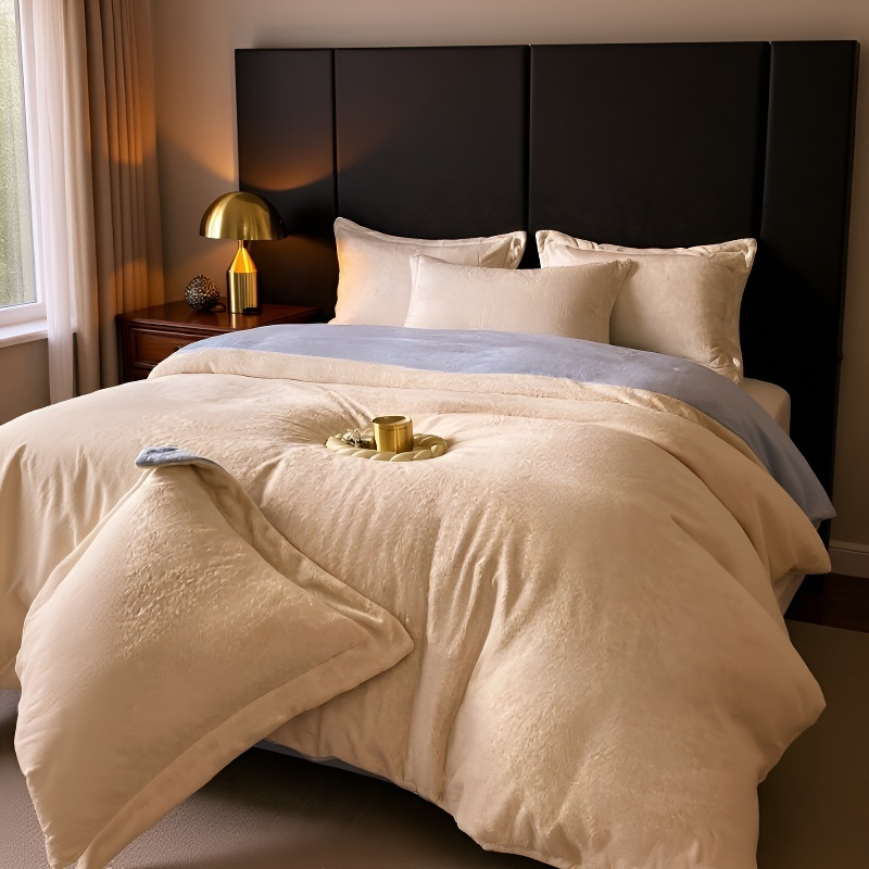 멜란지 4종 세트 겨울 침대 4종 세트 융털 이불 커버 플란넬 시트