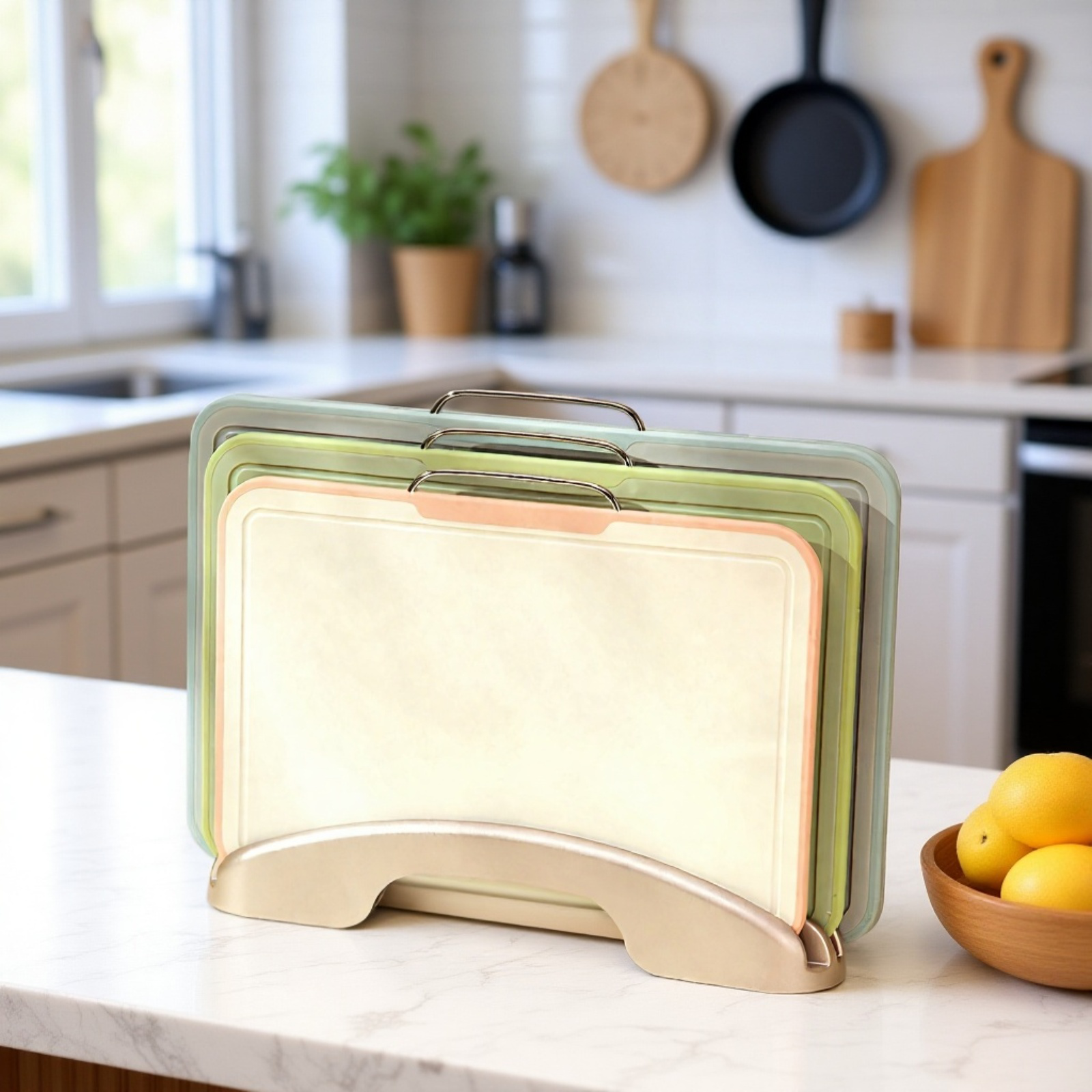 다양한 색상의 컬러 분류 도마 세트