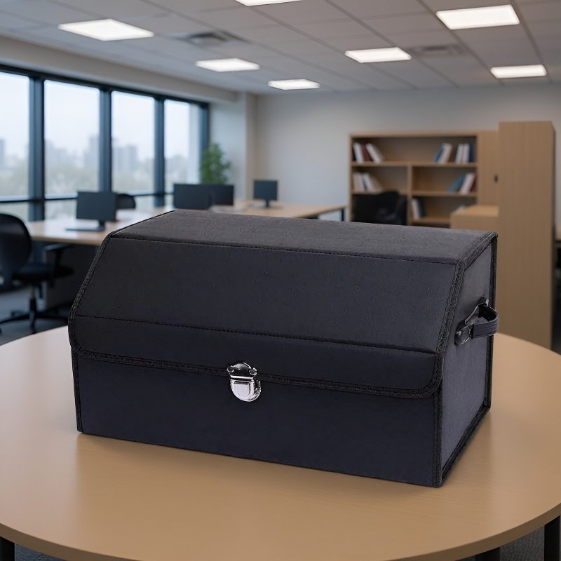 صندوق تخزين متعدد الوظائف بسعة كبيرة للسيارة، قابل للطي من الجلد لتنظيم وتخزين الأغراض في صندوق