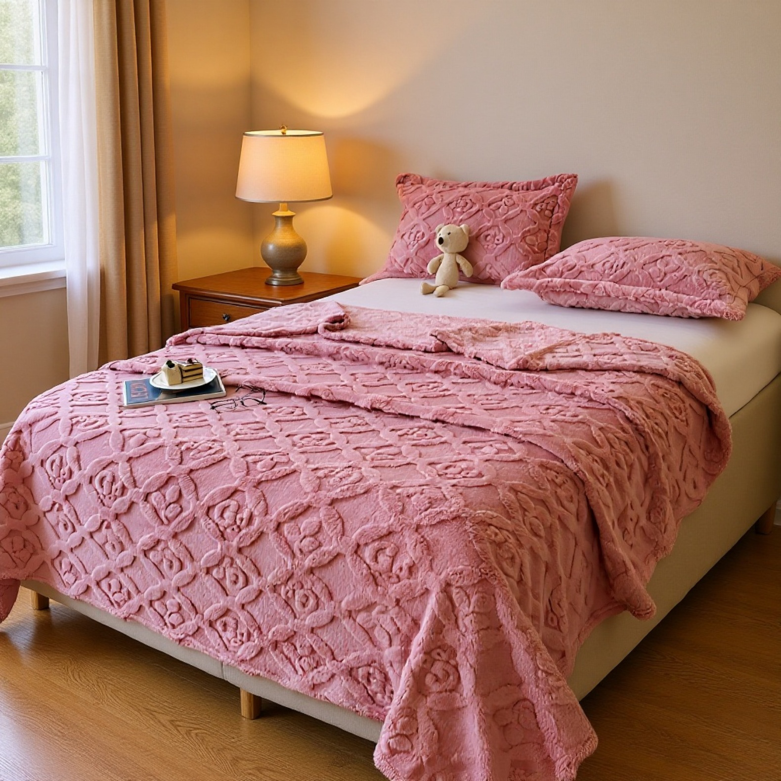 Manta gruesa de felpa de coral con diseño de jacquard