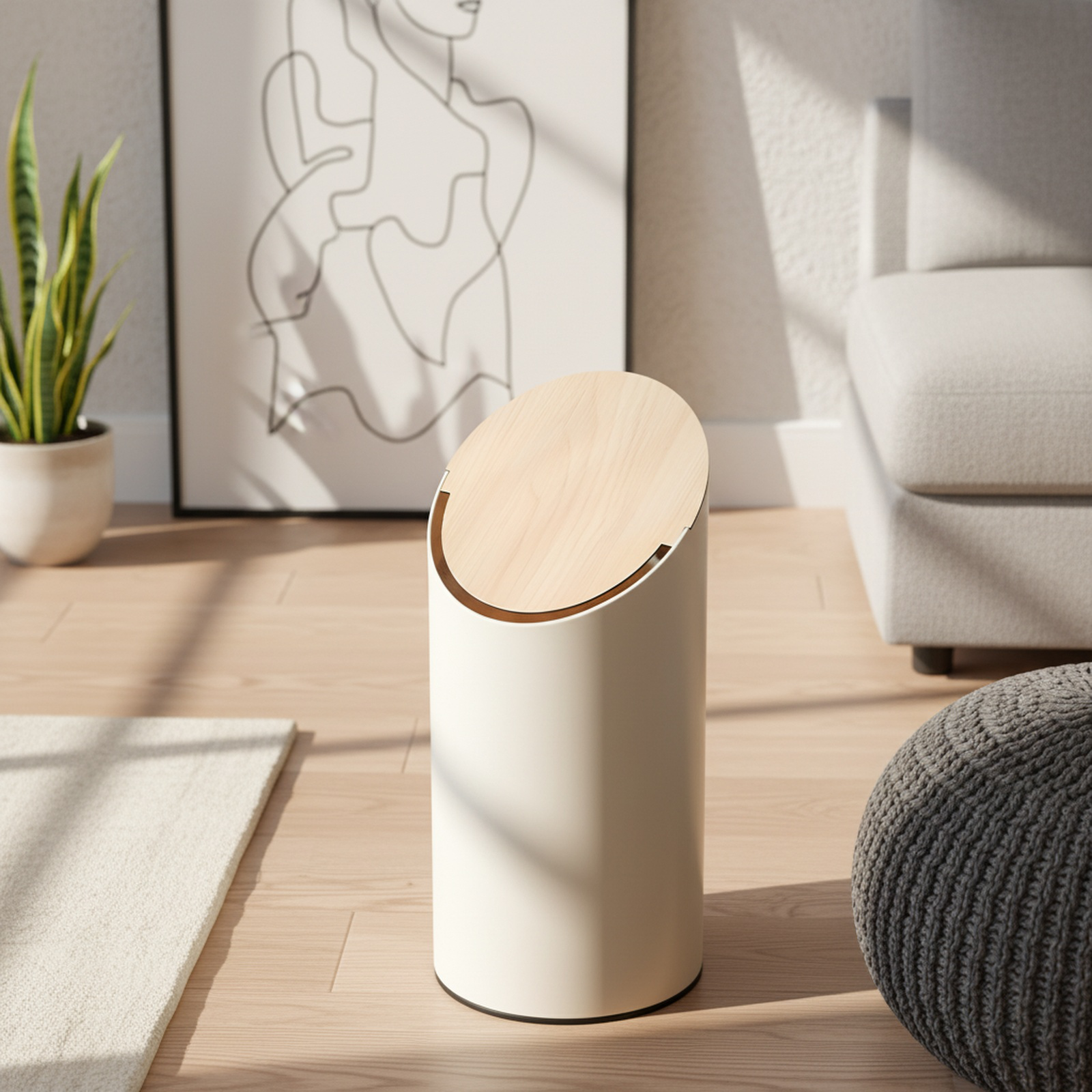 Poubelle compacte nordique pour salle de bain