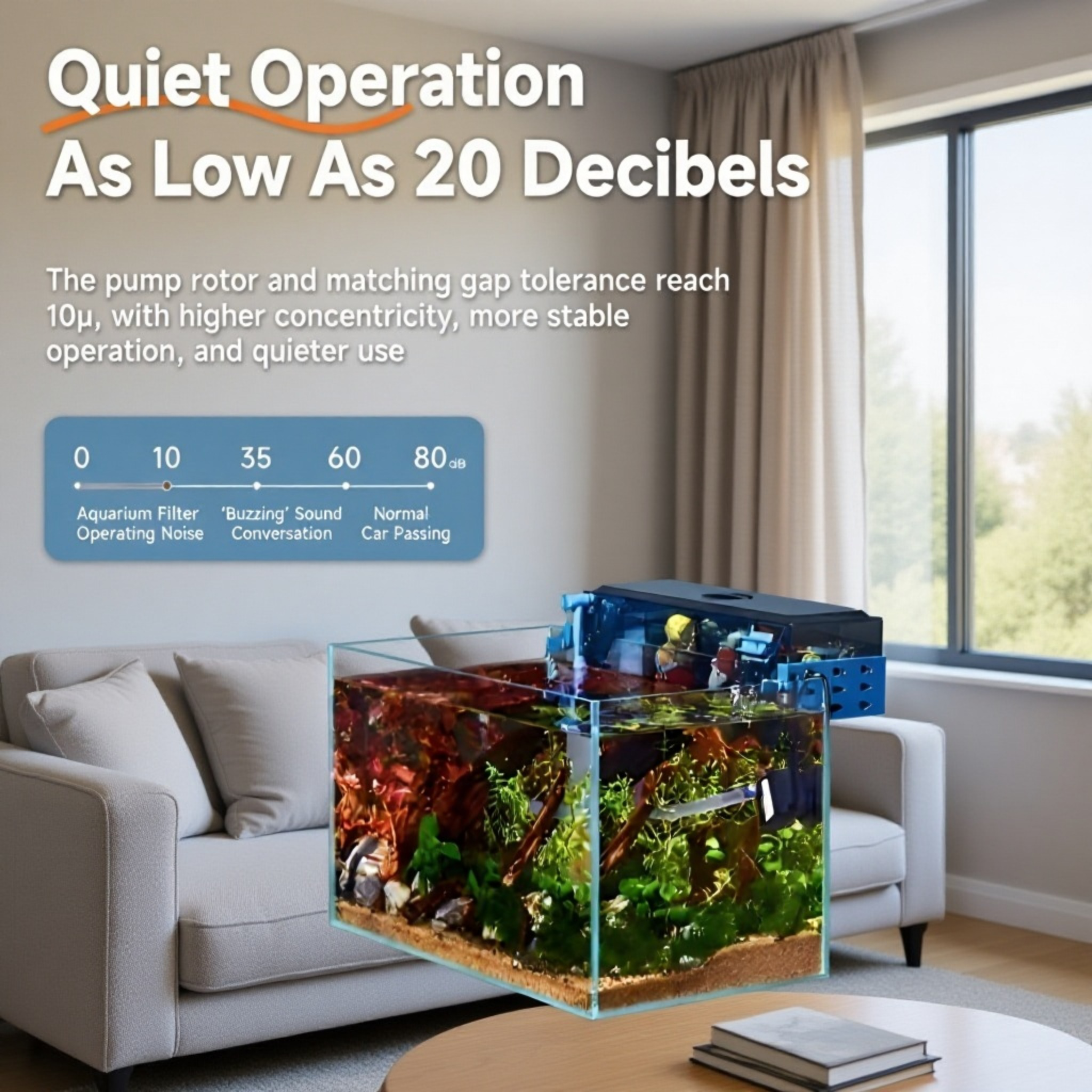 3-in-1 Aquarium Waterfall Filter installed in fish tank