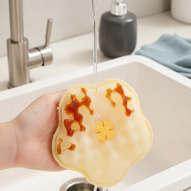 Lingette de cuisine double face avec ventouses pour nettoyage