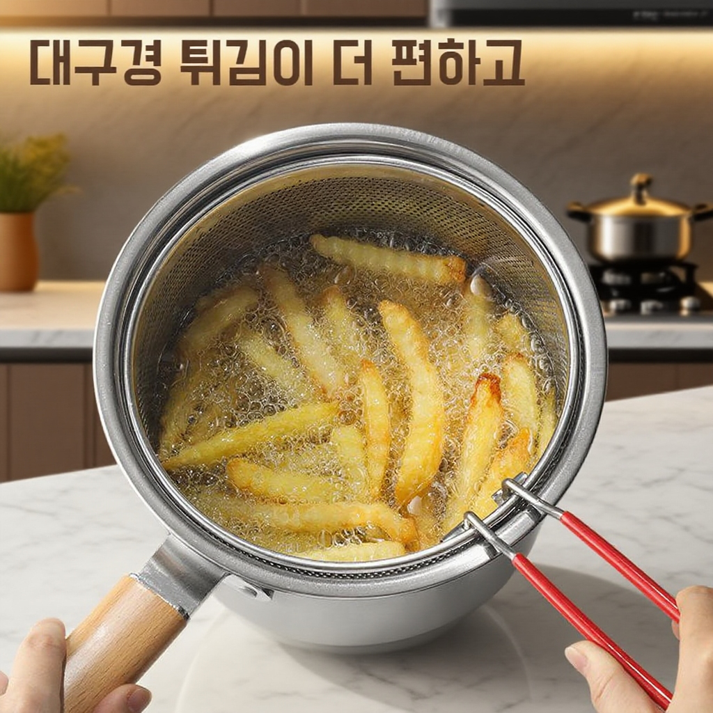 가정용 작은젖냄비 스텐 무코팅 후라이팬 아기 이유식 튀김바구니 작은젖냄비