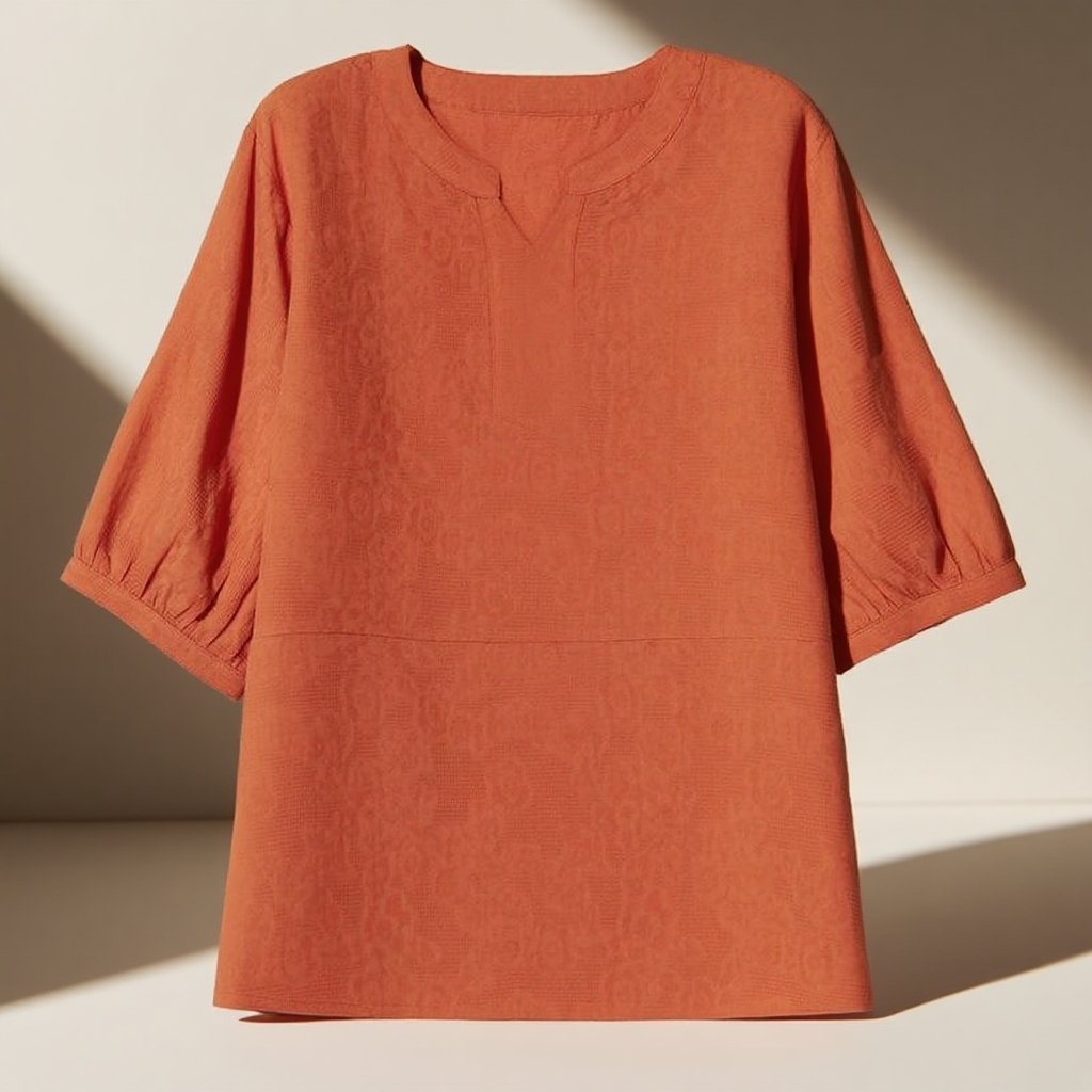 귀부인 중년 여성 엄마 반팔 블라우스 여 칼라 고급 린넨 덧장 빅 사이즈 면 마 상의 여름