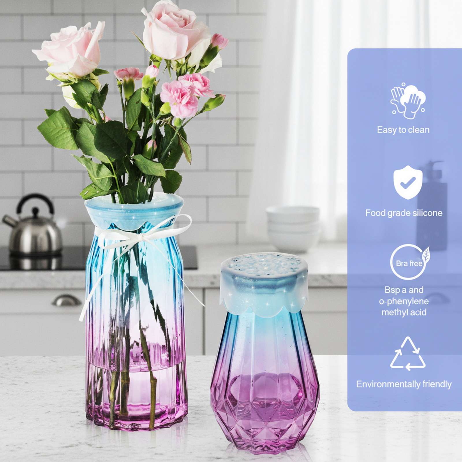 Flower arrangement tool with spiral silicone design