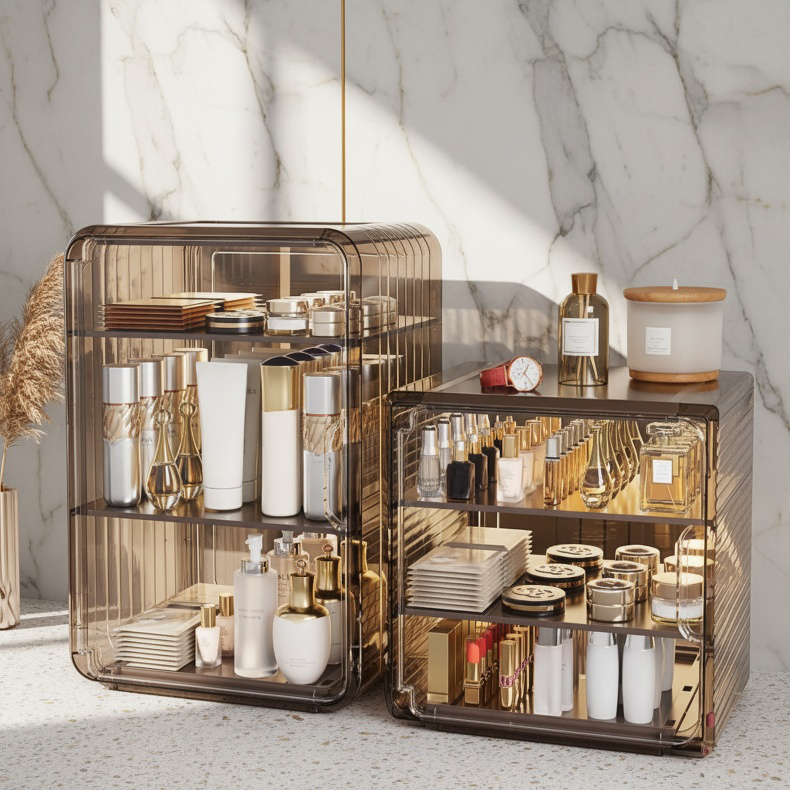 Boîte de rangement cosmétique moderne en acrylique