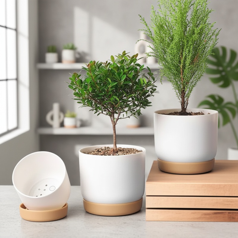 Ceramic succulent pot with modern design