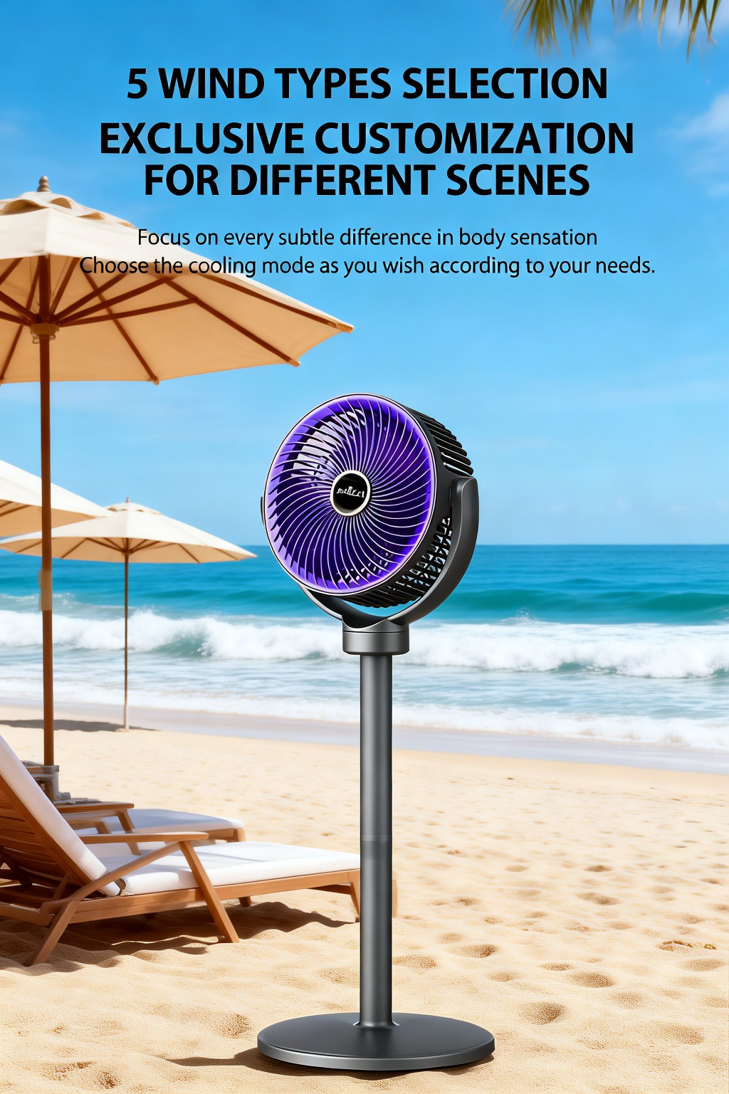 Remote-controlled household fan on desk
