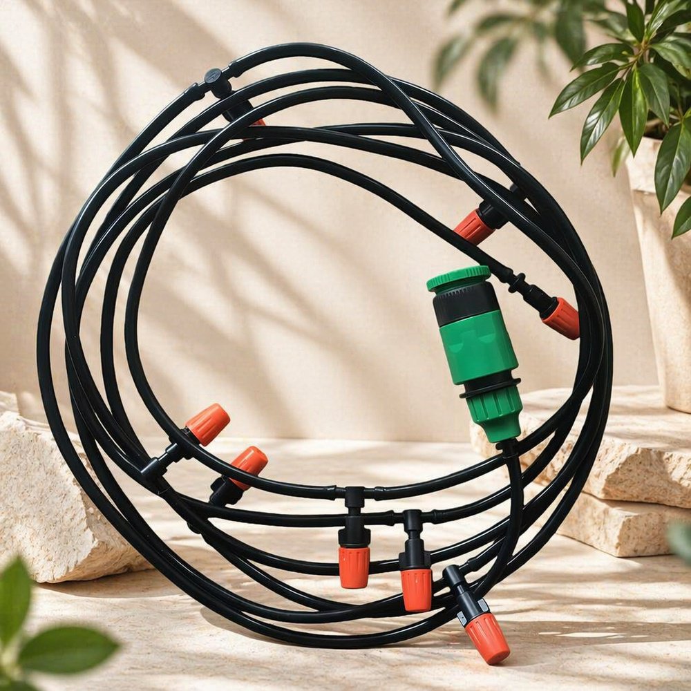 Dispositif d’arrosage automatique à brumisation réglable orange