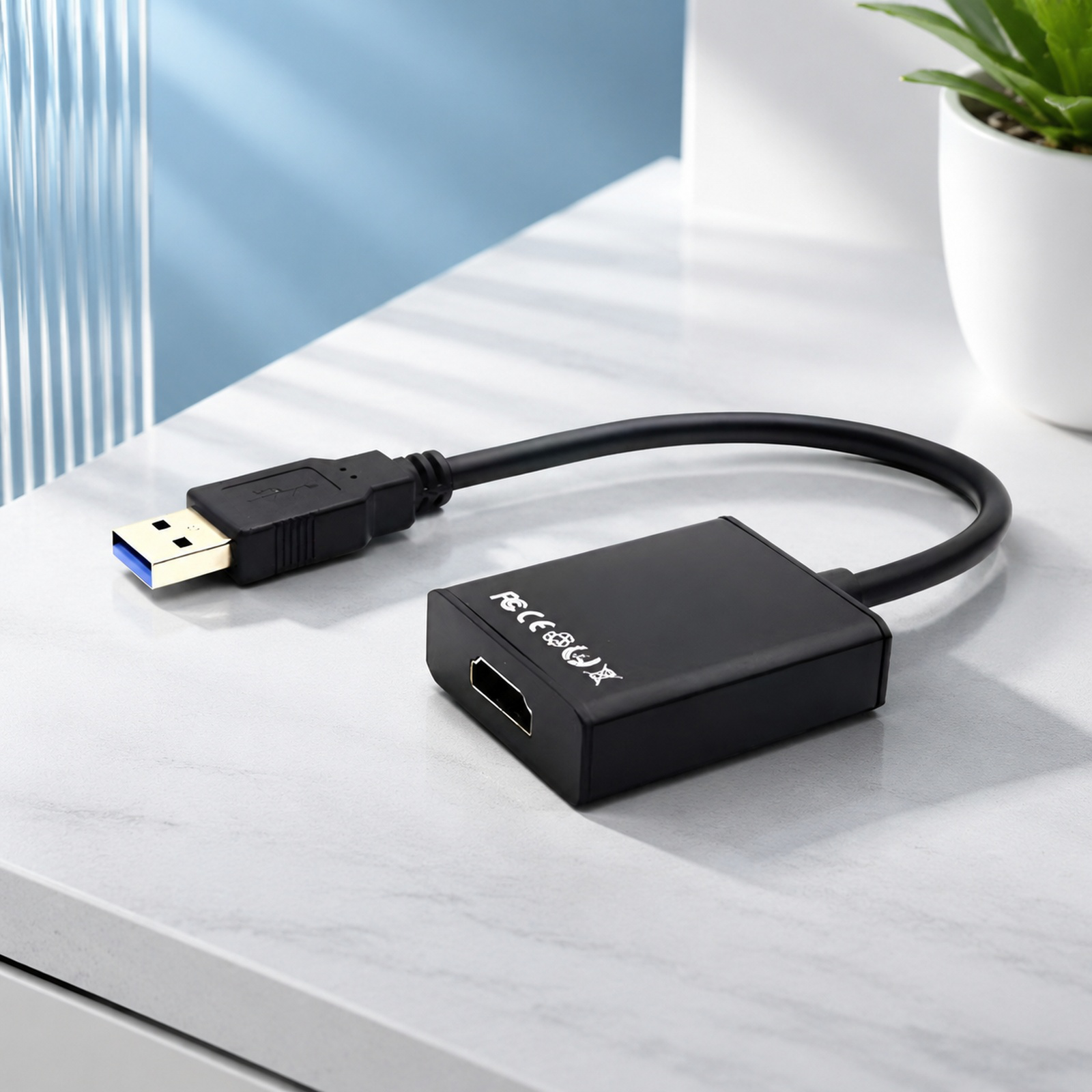 Compact HD USB to HDMI converter for travel