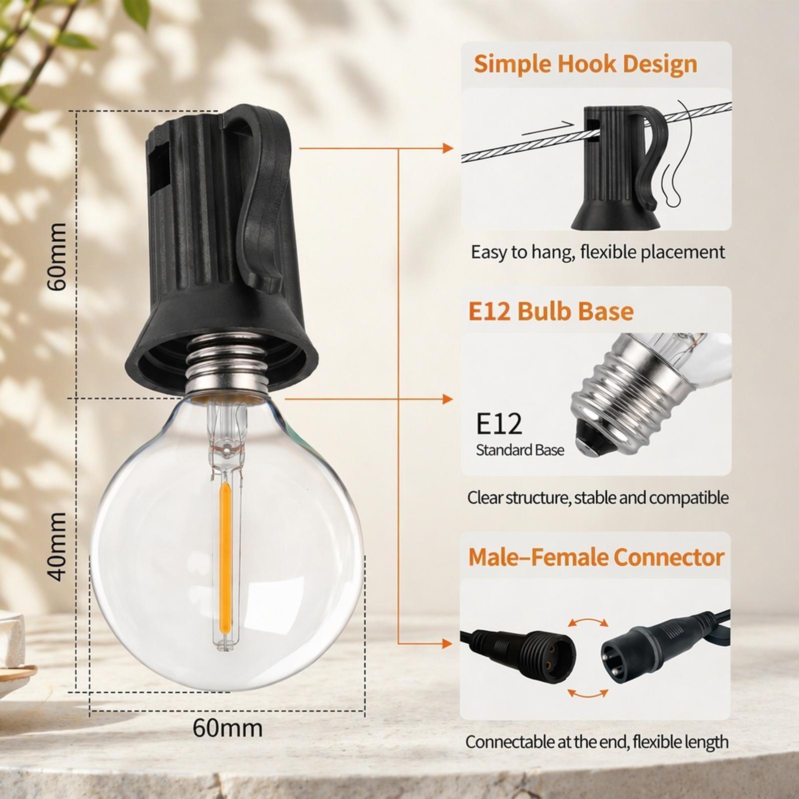 30-meter LED string light, 50 bulbs, outdoor string light