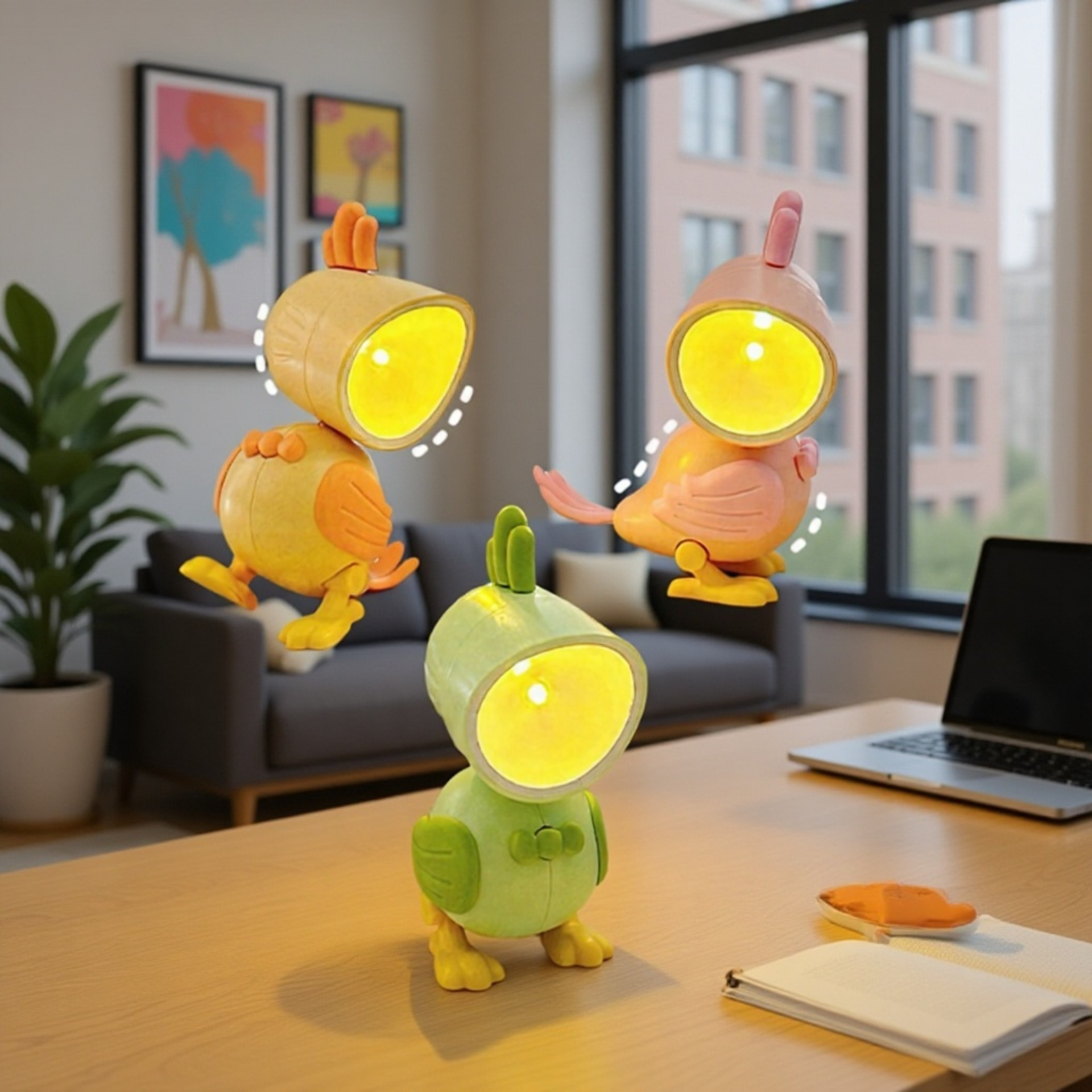 鳥のナイトライト、漫画のオウム、かわいい装飾品、小さなテーブルランプ、子供の誕生日の小さなギフト、磁気ナイトライト装飾品