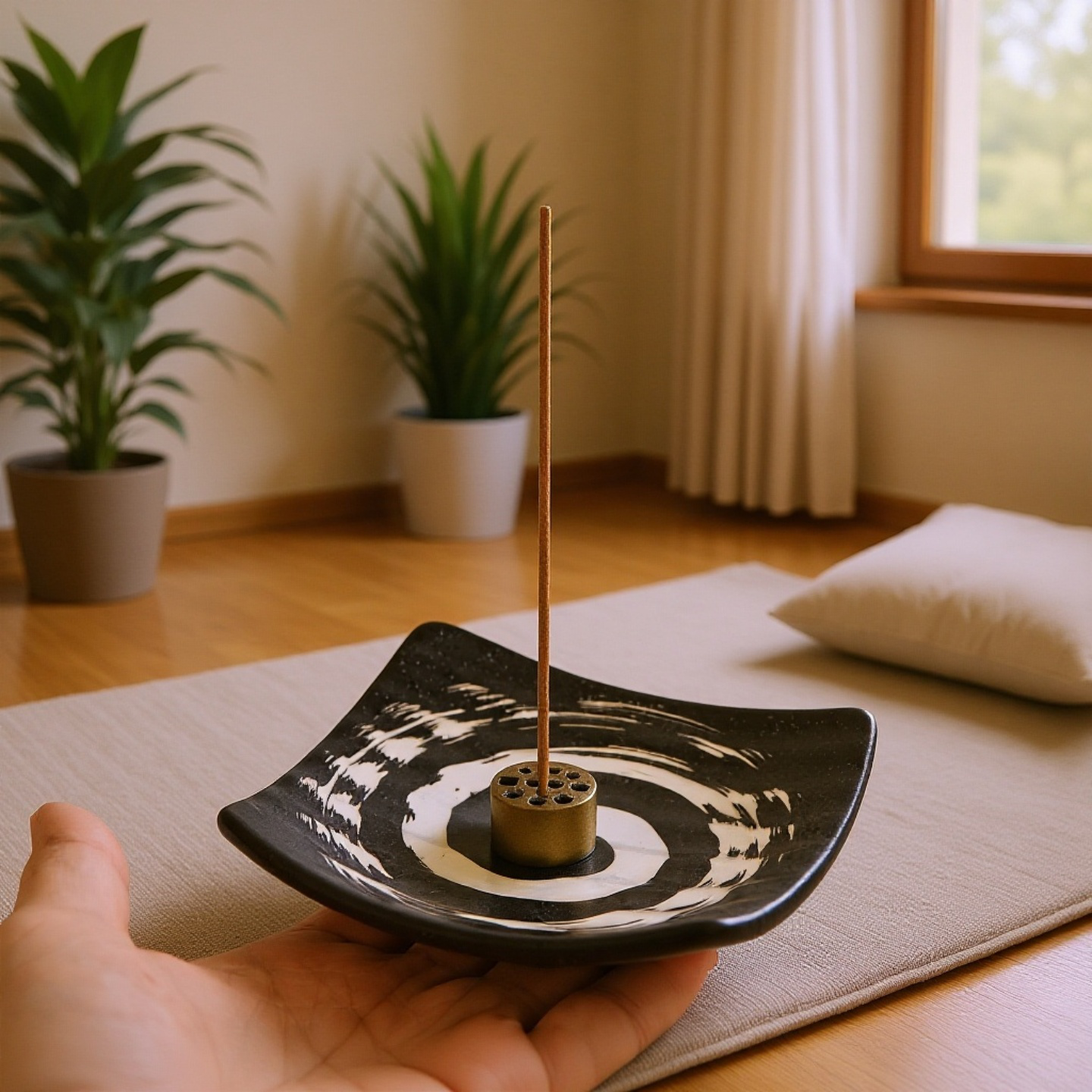 方形香皿と香插のセットイメージ