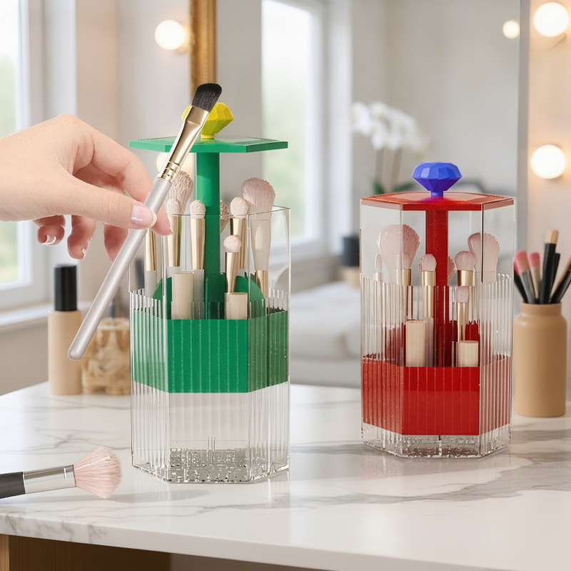 Organizador de brochas de maquillaje para escritorio resistente al polvo