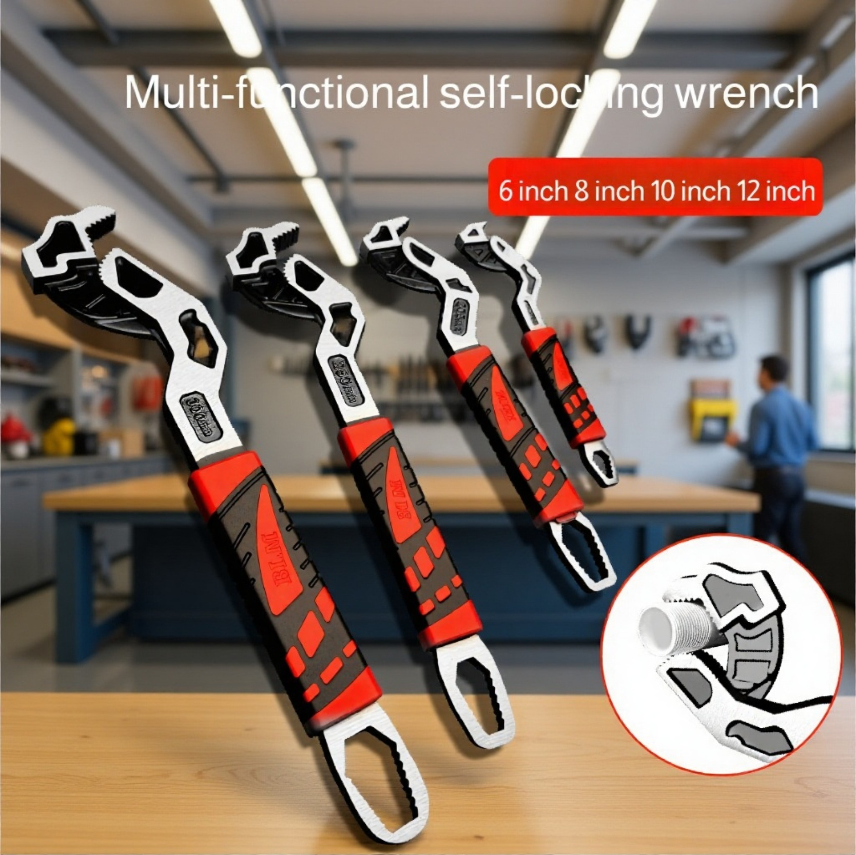 Adjustable Self-Locking Repair Wrench for Large Nuts