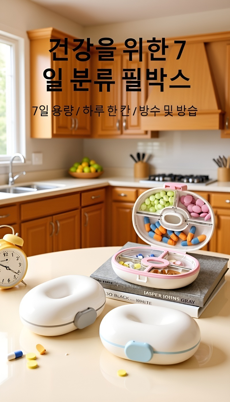 분리 가능한 칸막이로 구성된 약통 내부