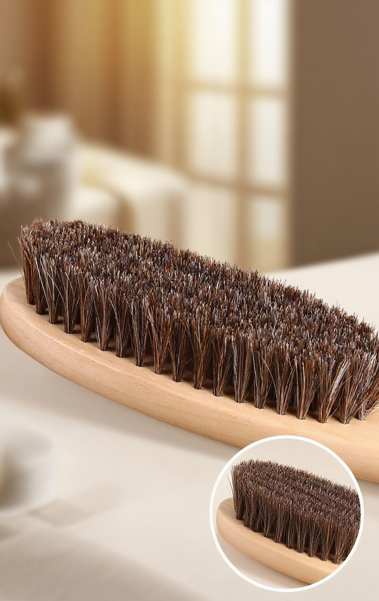 Detail kartáče na údržbu kašmírové šály